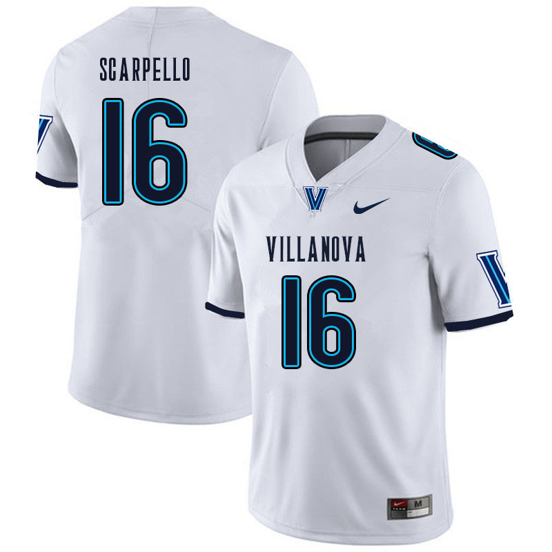Men #16 JJ Scarpello Villanova Wildcats College Football Jerseys Sale-White - Click Image to Close